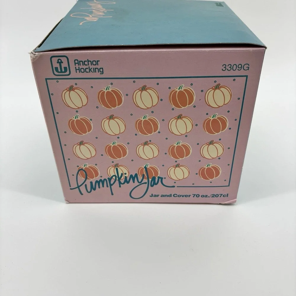 Anchor Hocking Glass Pumpkin Jar Clear 70 oz Original‎ Box Candy Fall Halloween